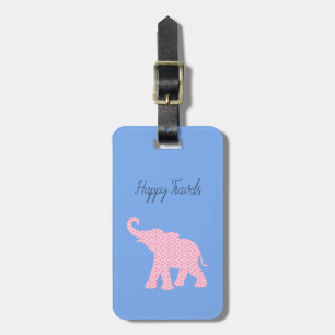 Happy Travels Pink Elephant Art Einzigartige Gepäc Gepäckanhänger