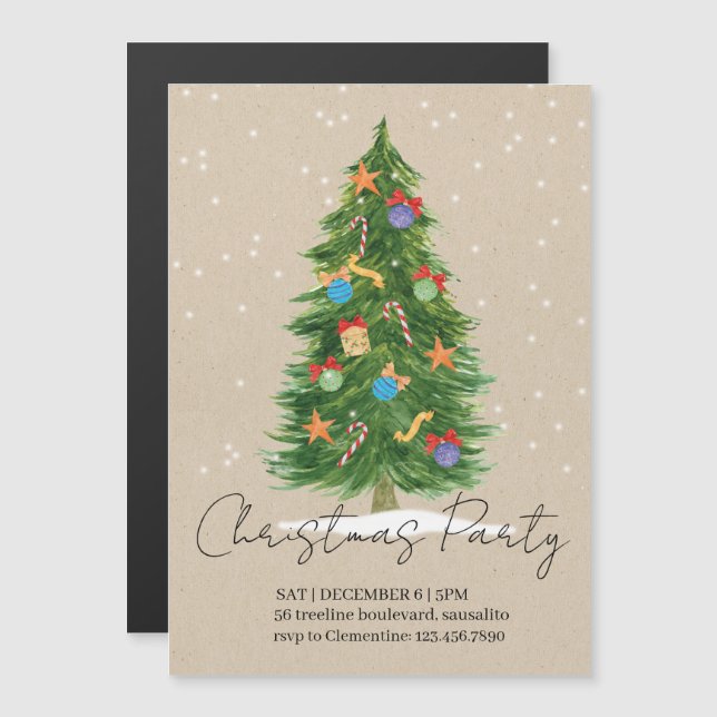 happy tree - Christmas invitation Magneteinladung (Vorne/Hinten)