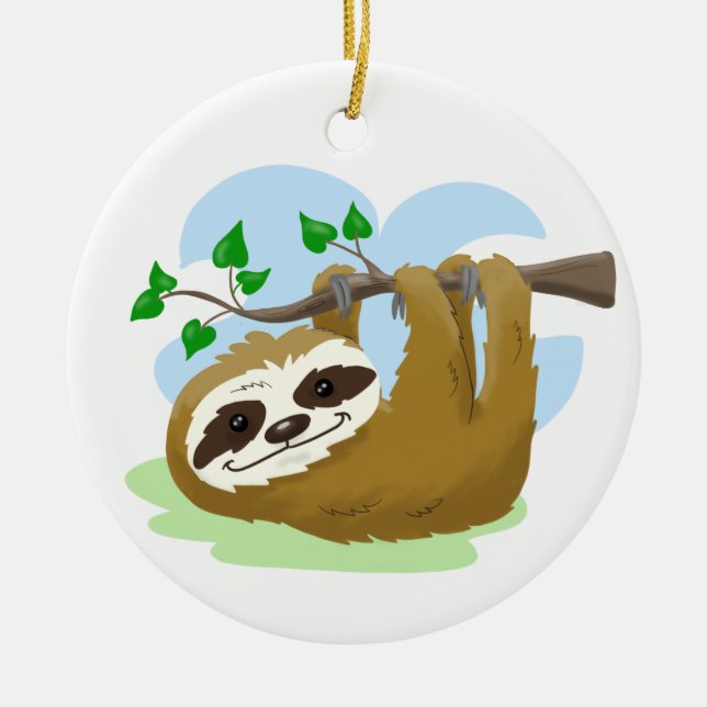 Happy Tree Sloth Keramik Ornament (Vorne)