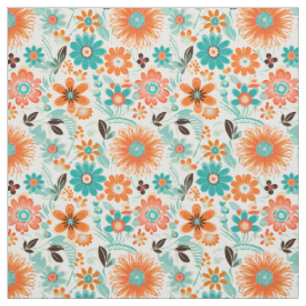 Happy Trendy Retro Floral Stoff