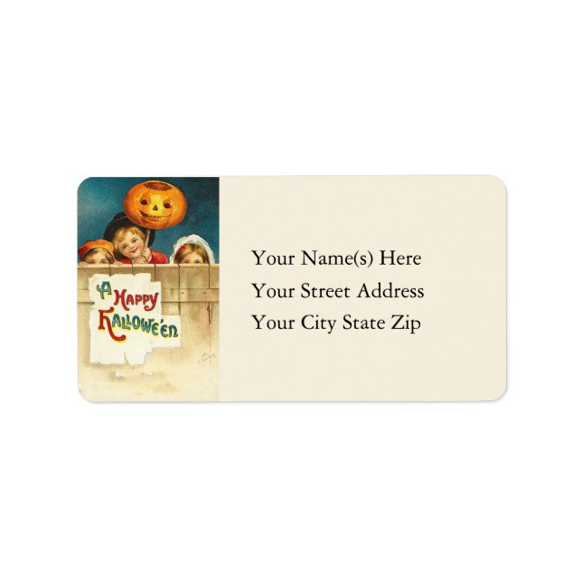 Happy Trick oder Treaters Vintag Address Label Adressaufkleber (Vorne)