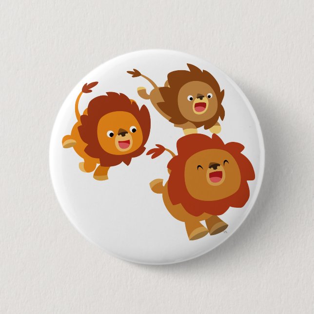 Happy Trio des Niedlichen Cartoon Lions Button Abz (Vorderseite)