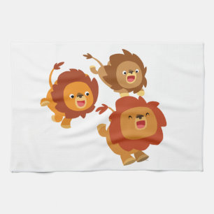Happy Trio des Niedlichen Cartoon Lions Küchentuch