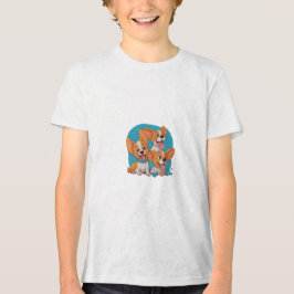 Happy Trio of Playful Corgis Tri-Blend Shirt