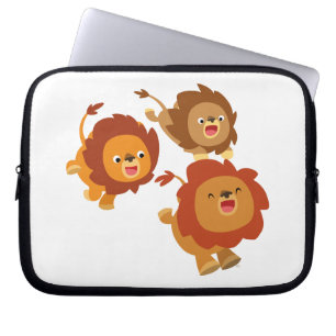 Happy Trio von Niedlichen Cartoon Löwen Laptop-Sie Laptopschutzhülle