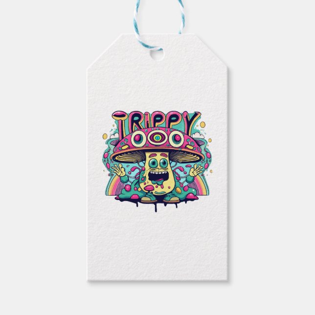 Happy Trippy Mushroom Geschenkanhänger (Vorderseite)