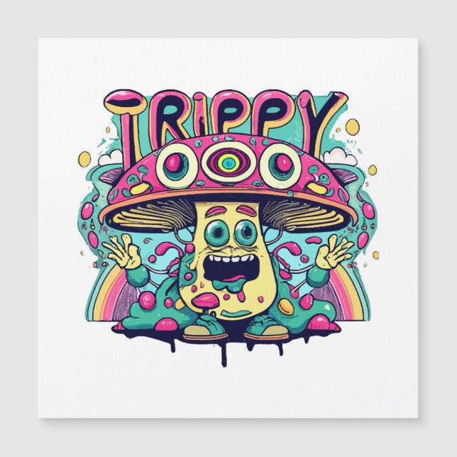 Happy Trippy Mushroom Magnetkarte (Vorderseite)
