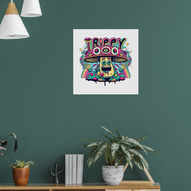 Happy Trippy Mushroom Poster (Wohnzimmer 1)