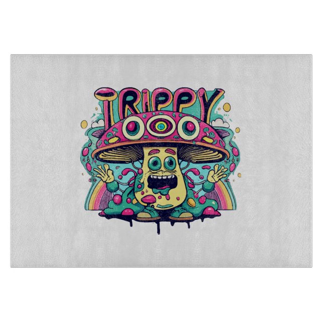 Happy Trippy Mushroom Schneidebrett (Vorderseite)