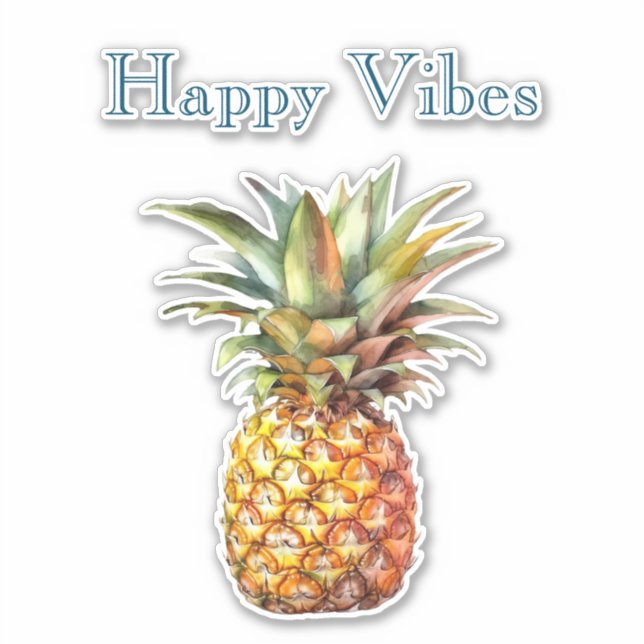Happy Tropical Pineaple Aufkleber (Vorderseite)