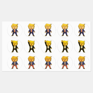 Happy Trump, Funny Trump, Funny Meme Chibi Cartoon Etiketten