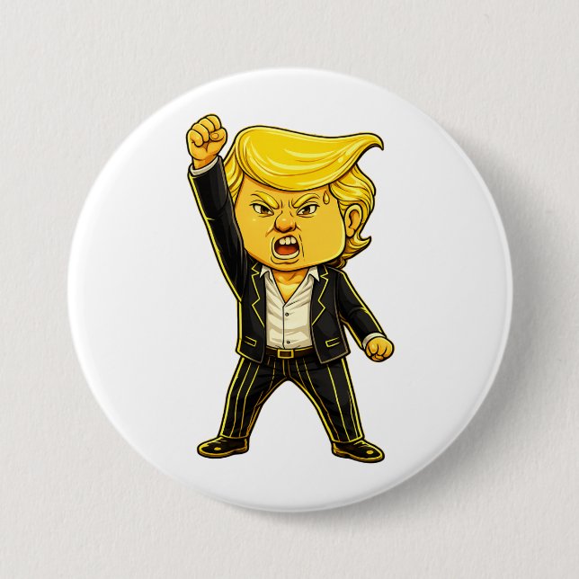 Happy Trump Pin Meme Fight Fight Angry Trump Pop Button (Vorderseite)