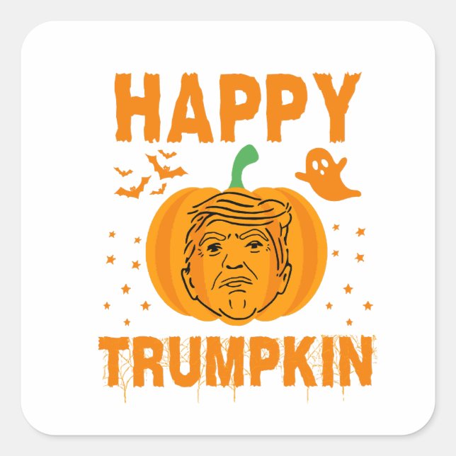 Happy Trumpkin macht Halloween wieder groß Quadratischer Aufkleber (Vorderseite)