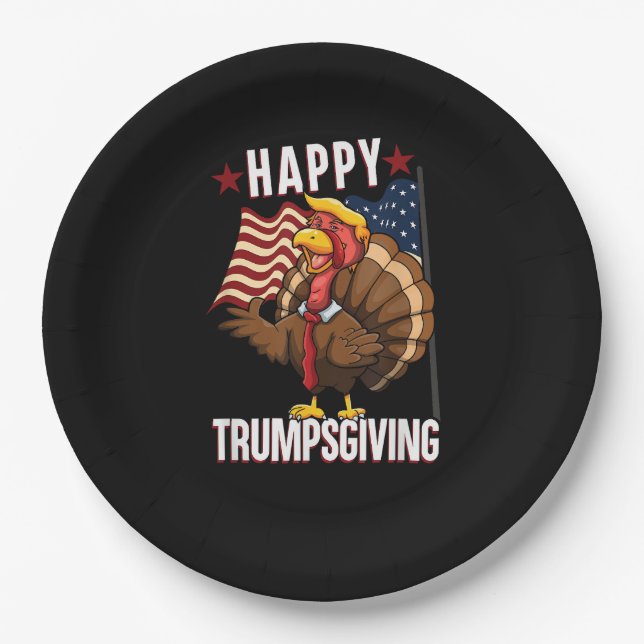 Happy Trumpsgiving Funny Erntedank Türkei Trump Pappteller (Vorderseite)