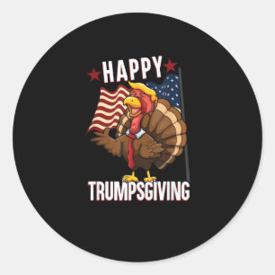 Happy Trumpsgiving Funny Erntedank Türkei Trump Runder Aufkleber
