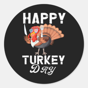 Happy Turkey Da Erntedank Holiday Present Runder Aufkleber