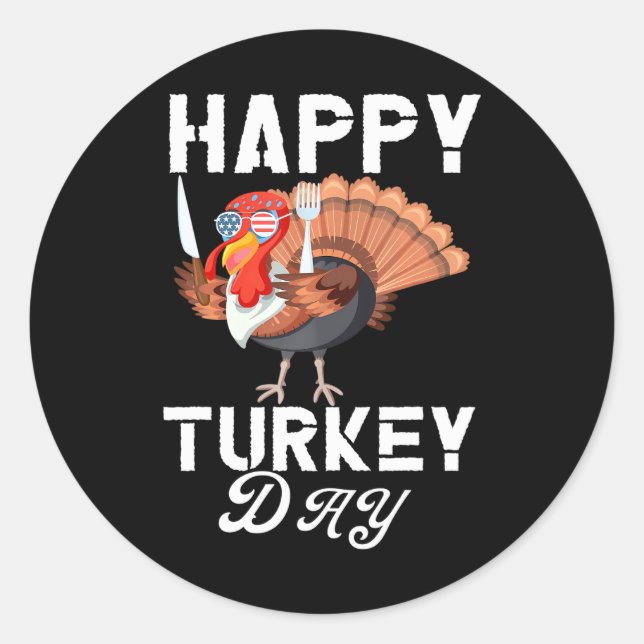 Happy Turkey Da Erntedank Holiday Present Runder Aufkleber (Vorderseite)