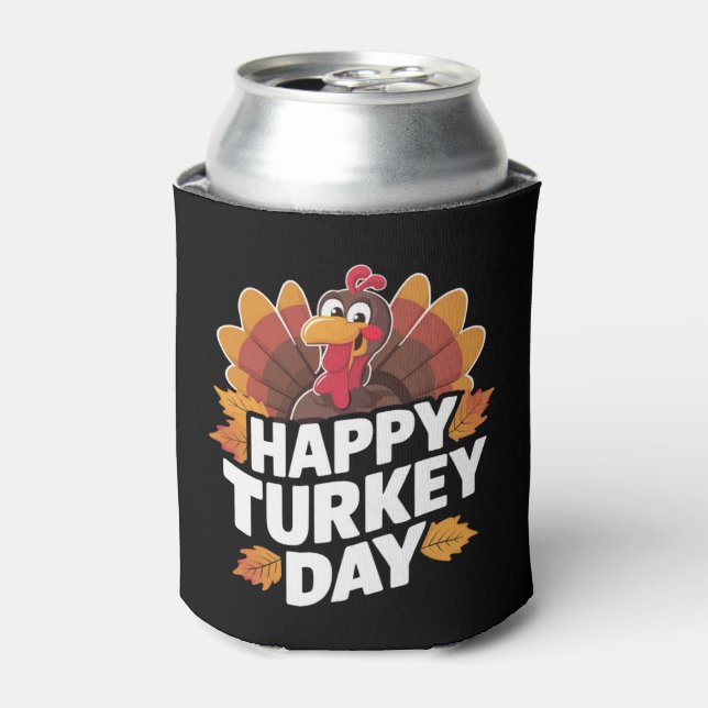 Happy Turkey Day Erntedank Day Holiday Geschenk Dosenkühler (Kanne Vorderseite)