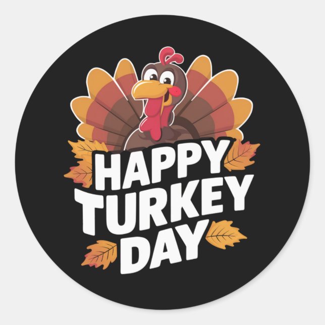 Happy Turkey Day Erntedank Day Holiday Geschenk Runder Aufkleber (Vorderseite)