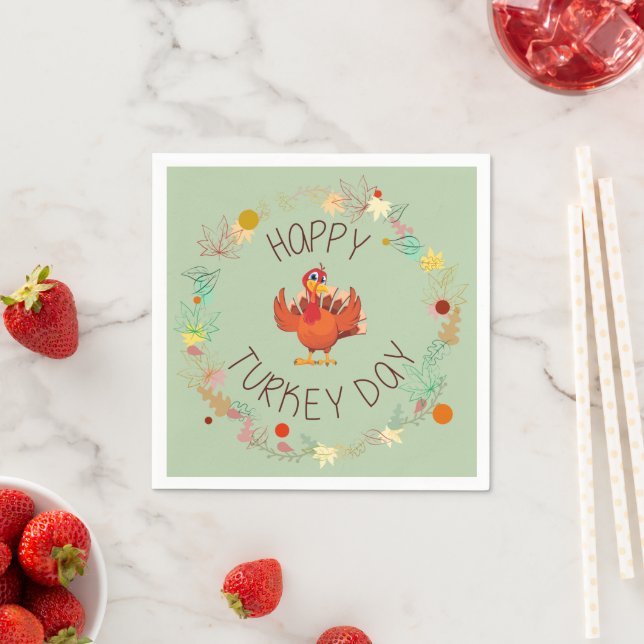 Happy Turkey Day Erntedank Dinner Serviette (Beispiel)