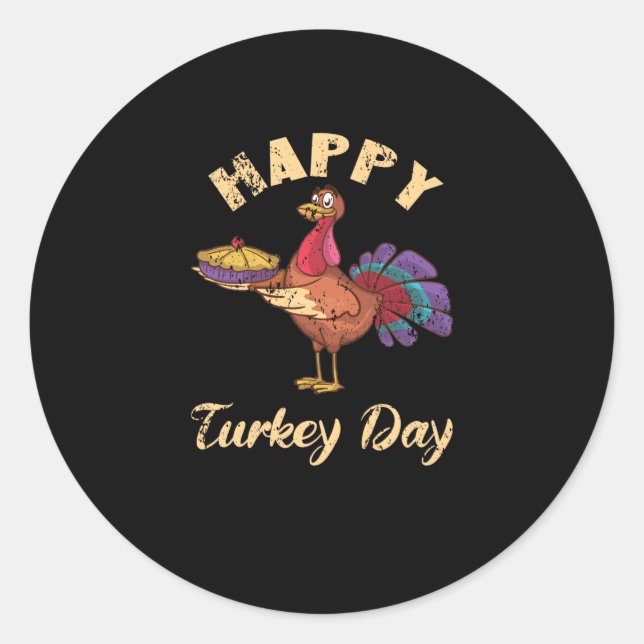 Happy Turkey Day Erntedank Dinner Weihnachten Runder Aufkleber (Vorderseite)