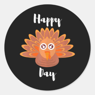 Happy Turkey Day Erntedank für Erwachsene Runder Aufkleber