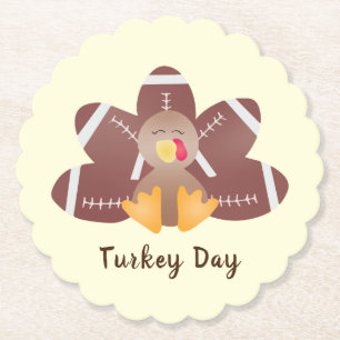 Happy Turkey Day Football Feathers Untersetzer