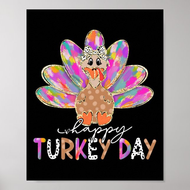 Happy Turkey Day Niedlich Türkei Erntedank Shirts  Poster (Vorne)