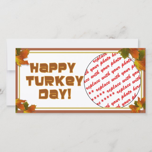 Happy Turkey Day Text Design Feiertagskarte (Vorderseite)