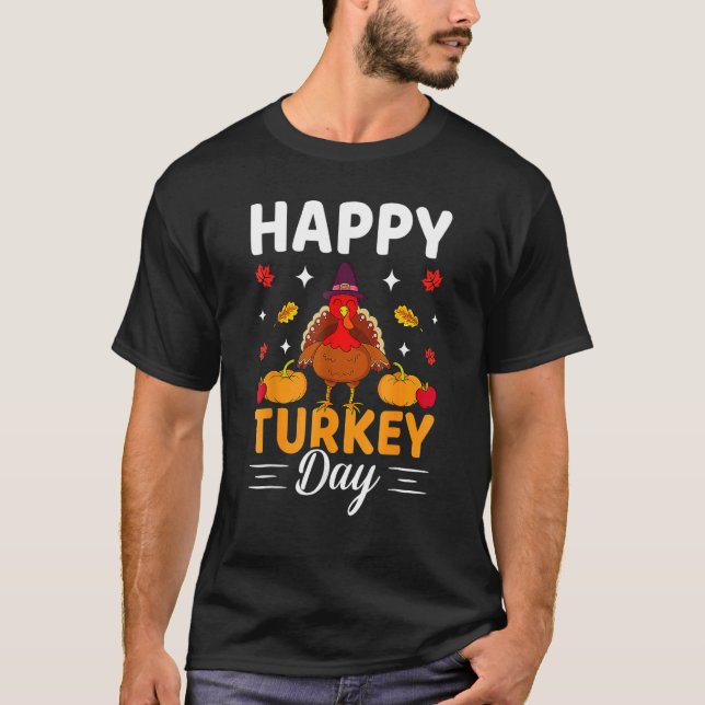 Happy Turkey Erntedank Niedlich Türkei Pumpkin T-Shirt (Vorderseite)