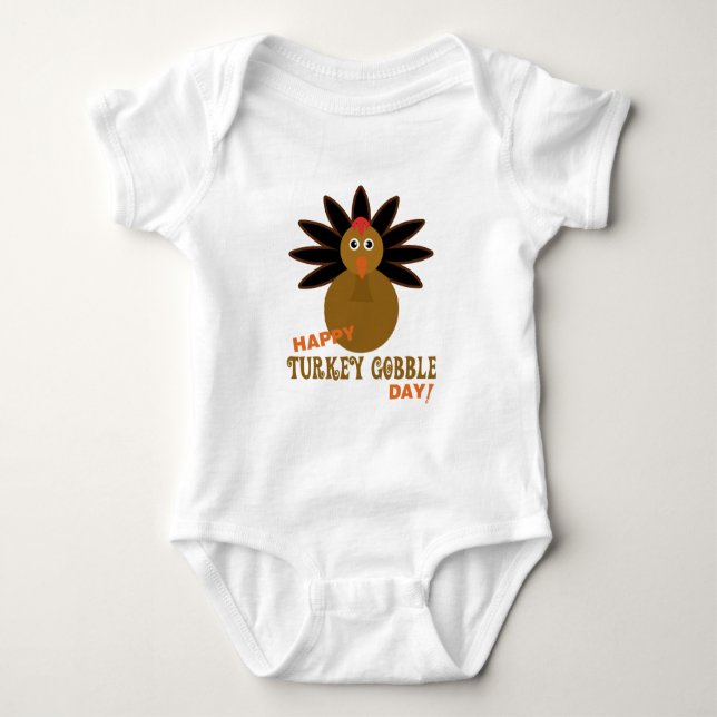 Happy Turkey Gobble Day Erntedank Baby Strampler (Vorderseite)