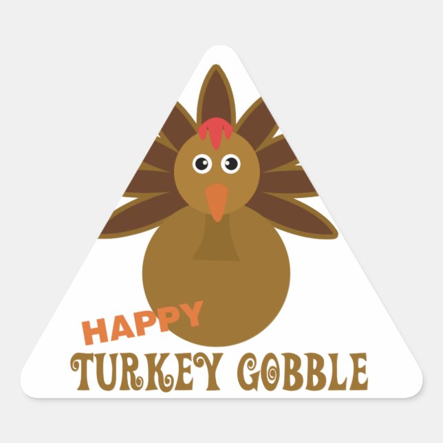 Happy Turkey Gobble Day Erntedank Dreieckiger Aufkleber (Vorderseite)