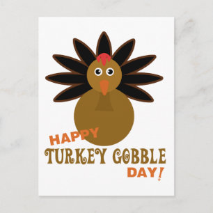 Happy Turkey Gobble Day Erntedank Feiertagspostkarte