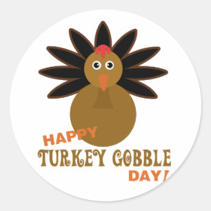 Happy Turkey Gobble Day Erntedank Runder Aufkleber