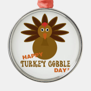 Happy Turkey Gobble Day Erntedank Silbernes Ornament