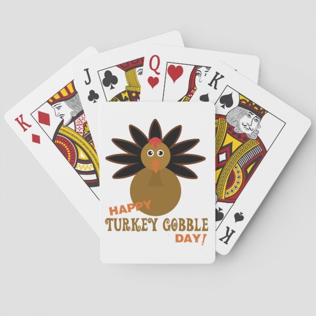 Happy Turkey Gobble Day Erntedank Spielkarten (Rückseite)