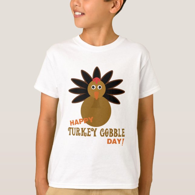 Happy Turkey Gobble Day Erntedank T-Shirt (Vorderseite)