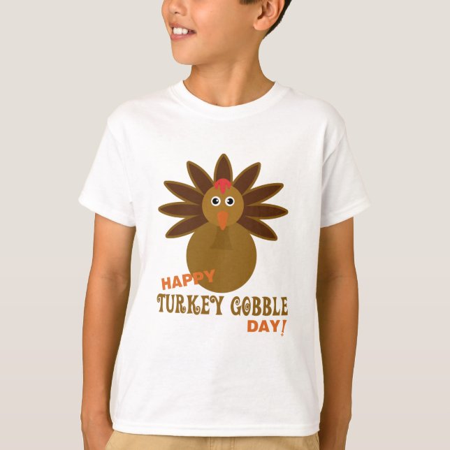 Happy Turkey Gobble Day Erntedank T-Shirt (Vorderseite)