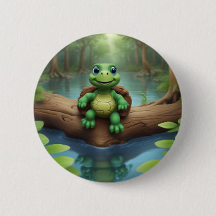 Happy Turtle Birthday Button