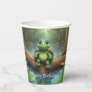 Happy Turtle Birthday Pappbecher
