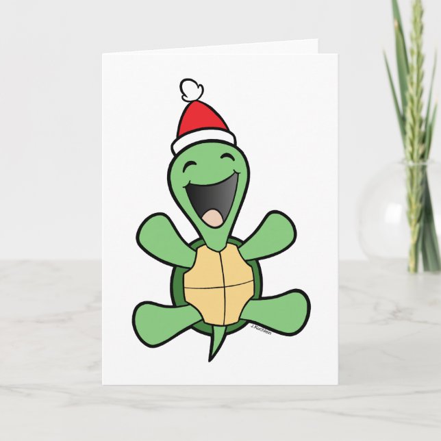 Happy Turtle Christmas Feiertagskarte (Vorderseite)