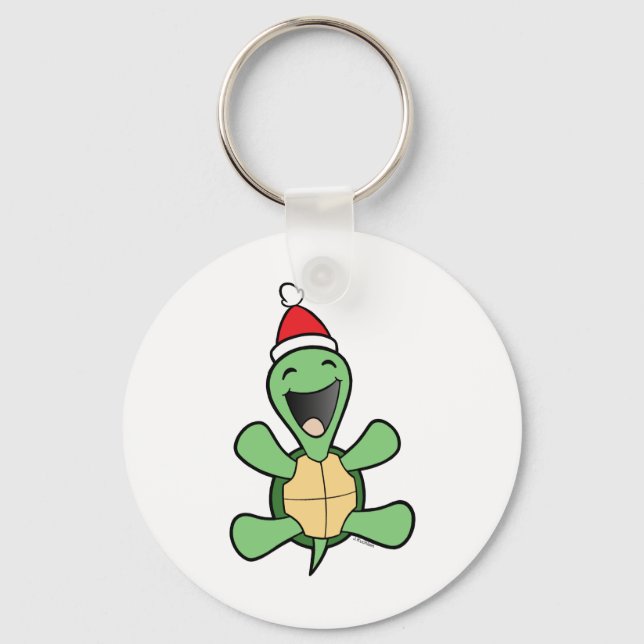 Happy Turtle Christmas Schlüsselanhänger (Vorderseite)