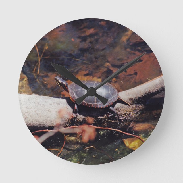 Happy Turtle Runde Wanduhr (Vorderseite)