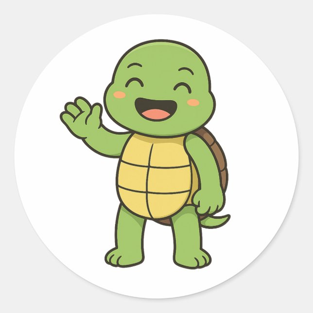 Happy turtle runder aufkleber (Vorderseite)