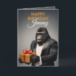 Happy Tuxedo Gorilla Funny Birthday Karte<br><div class="desc">Dieser in einem Tuxedo verkleidete,  beeindruckende Dapper Gorilla ist bereit,  ein Lächeln und ein besonderes Geschenk im Stil zu liefern.</div>