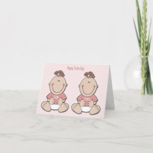 Happy Twins Day Girls Card Karte