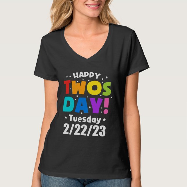 Happy Twosday 2023 Shirt Pink Leopard Twos Day 222 (Vorderseite)
