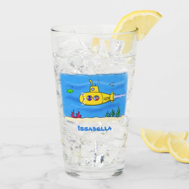 Happy U-Boot-Cartoon Glas (Rückseite Ice)