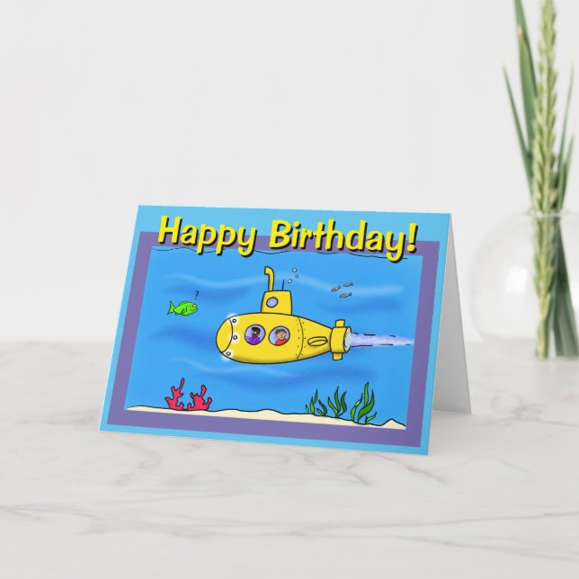 Happy U-Boot-Cartoon Karte (Vorderseite)
