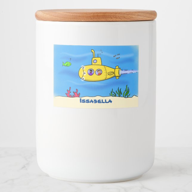 Happy U-Boot-Cartoon Lebensmitteletikett (Vorderseite)